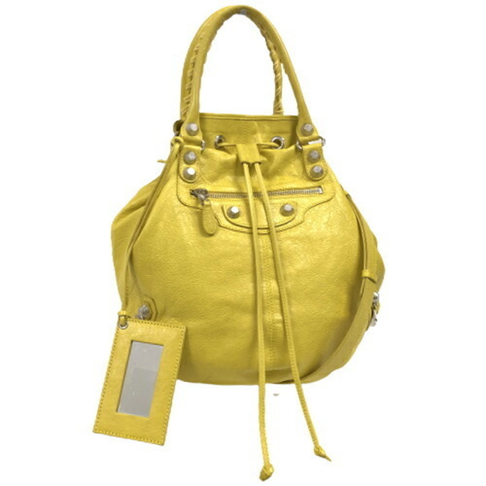 Balenciaga Giant Pom Crossbody Bag Handbag Leather Yellow